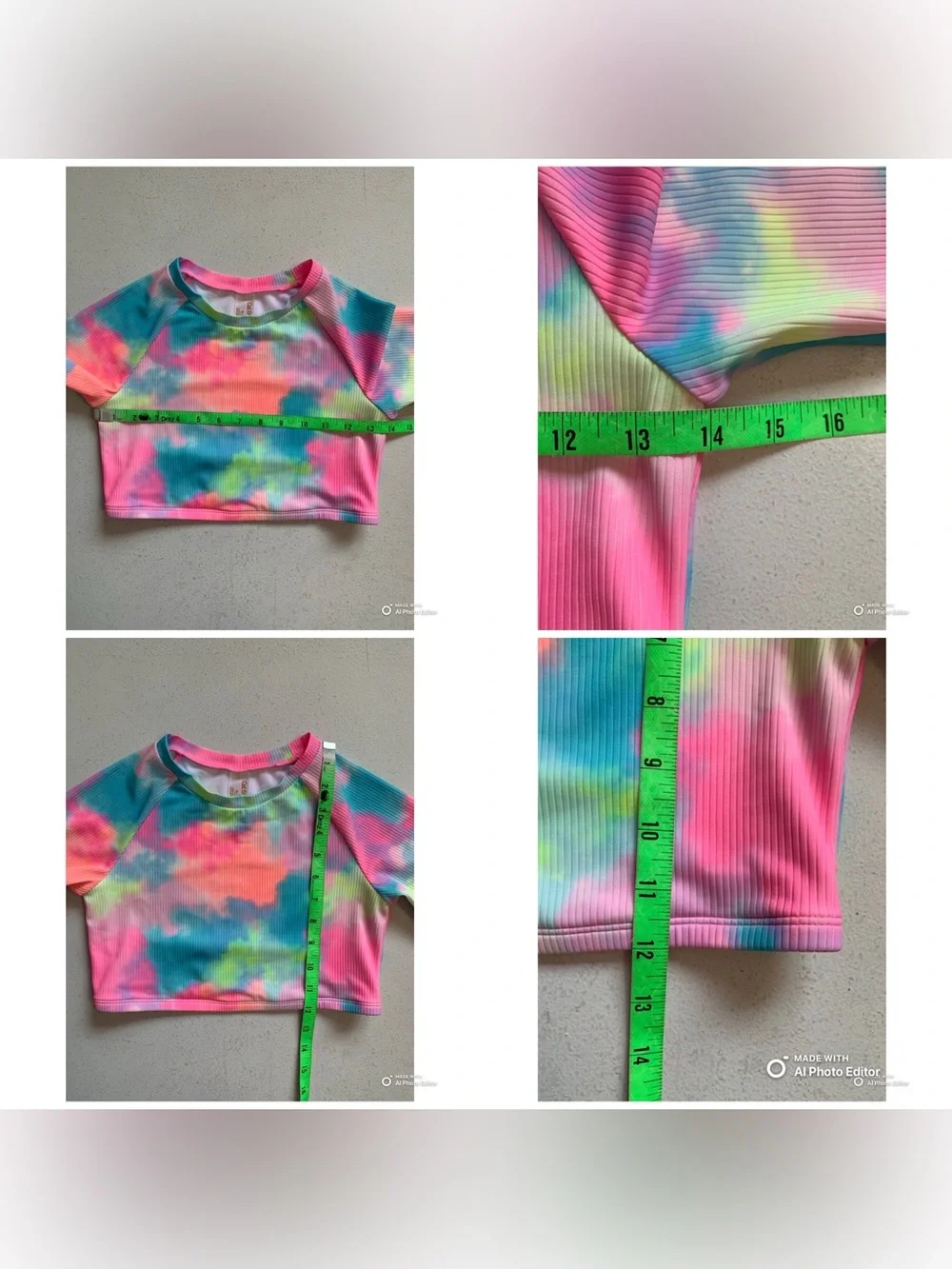 Cat & Jack Girl’s 2-Piece Rashguard Bikini Set Size XL NWT Pink Blue Tie-Dye